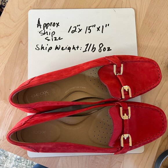 GEOX Annytah Red Suede Womens Loafers Size 40 EU 10 US - Picture 15 of 16